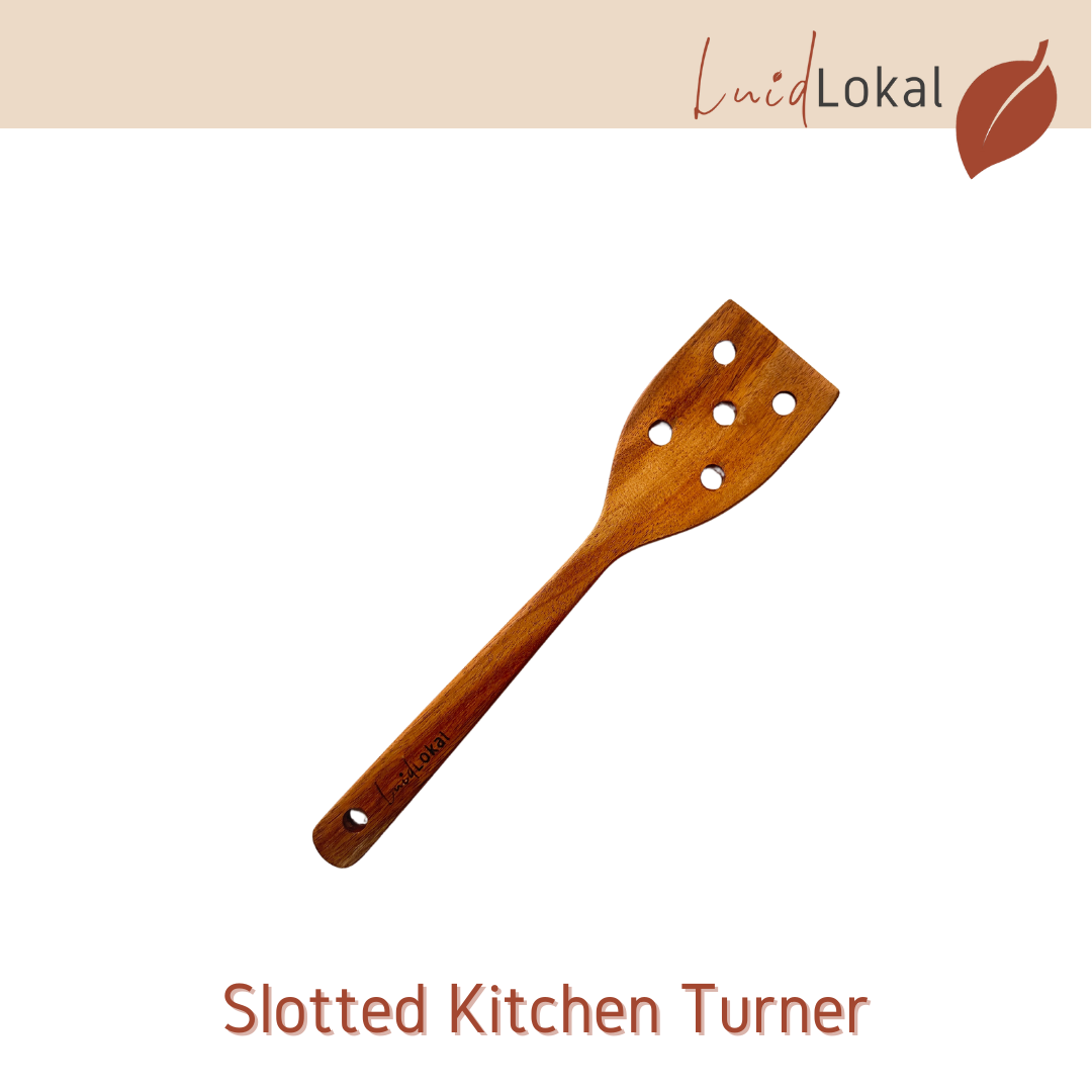 Luid Lokal  Slotted Kitchen Turner Spatula Acacia Wood